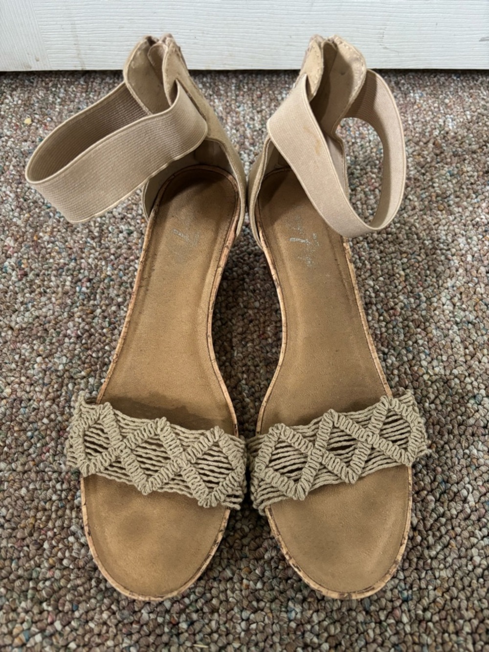 Blowfish Tan Braided Front Ankle-Strap Wedges